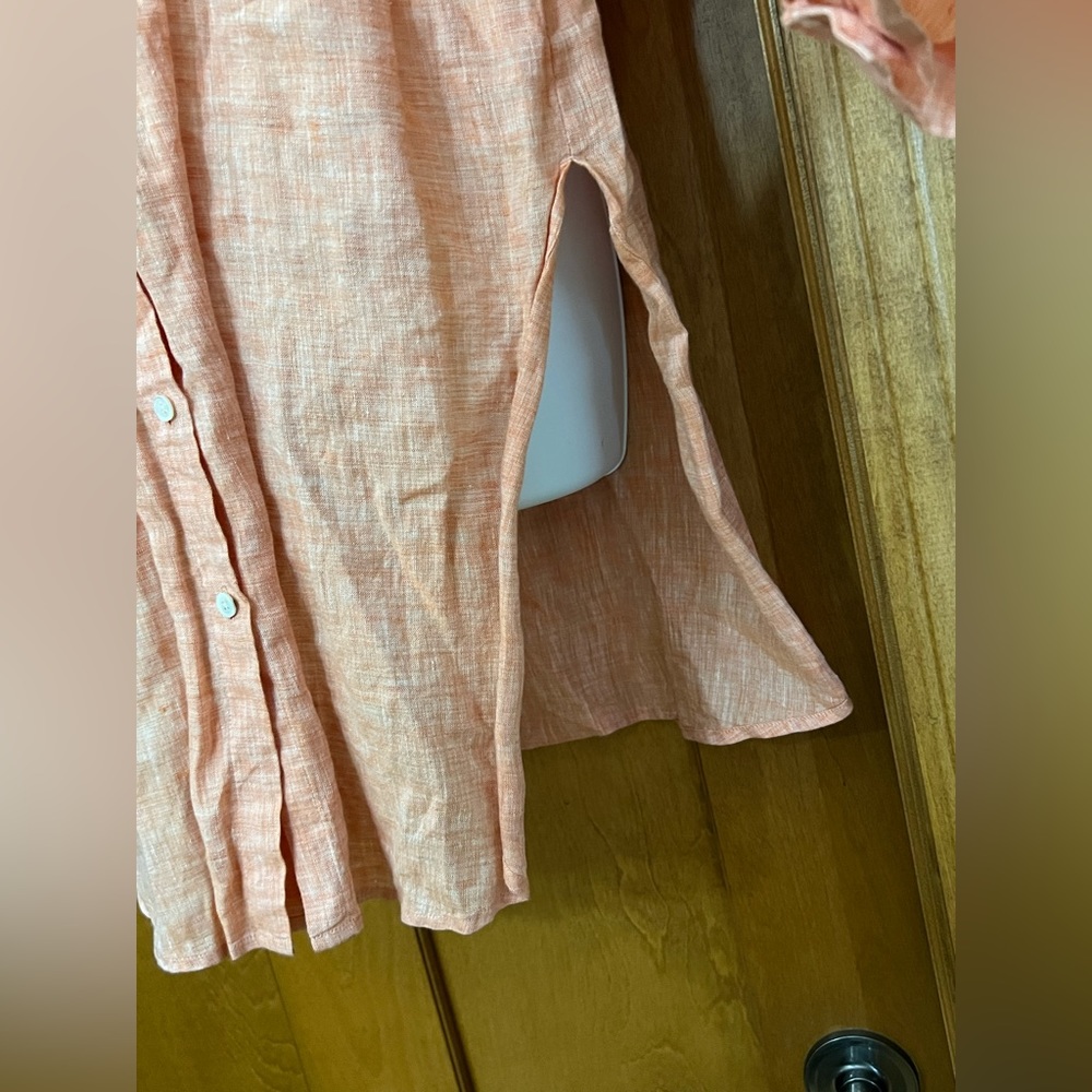 J Jill Love Linen Essential Button Down Tunic Orange Medium — READ - Picture 7 of 10